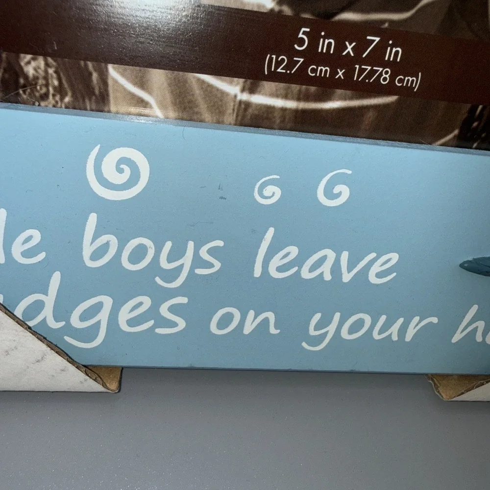 Living Traditions Home Blue Dinosaur Frame Wooden Little Boys Leave Smudges 5x7